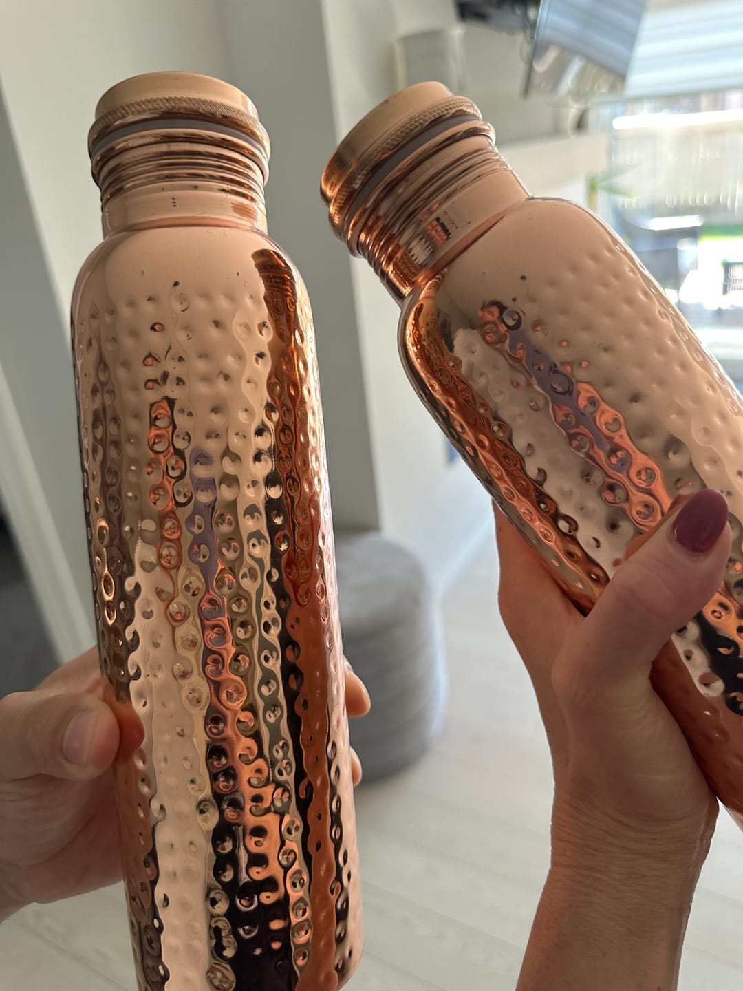 Customer photo review of Certified Ayurveda® Pure Copper Water Bottles - V2 Hand-Hammered Edition